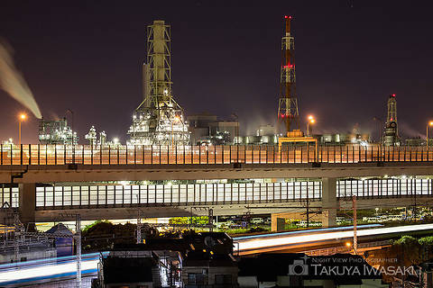 根岸加曽台七曲り坂の工場夜景夜景スポット写真（2）class=
