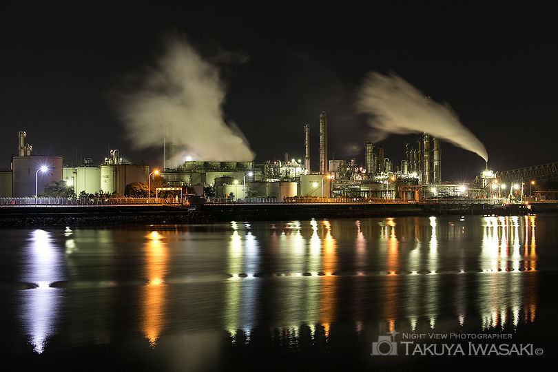 霞ヶ浦緑地の工場夜景夜景スポット写真（2）