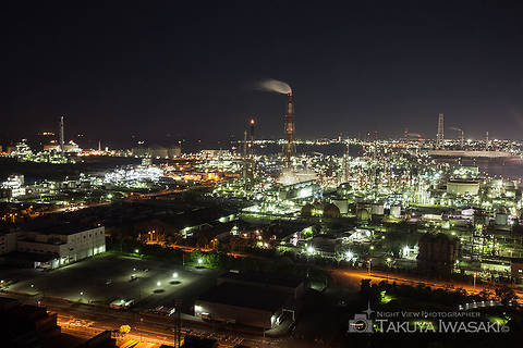 四日市港ポートビルの工場夜景夜景スポット写真（1）class=