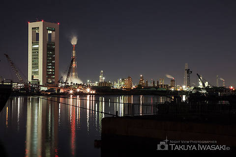 四日市港富双緑地の工場夜景夜景スポット写真（2）class=