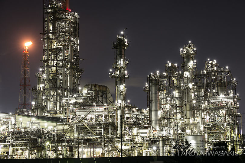 昭和四日市石油南側の工場夜景夜景スポット写真（1）
