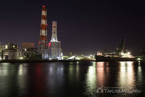 大川緑地の工場夜景夜景スポット写真（1）class=