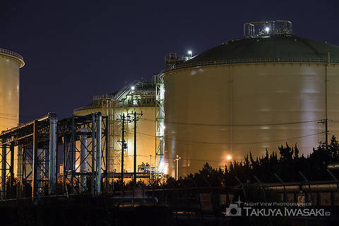 鹿島石油 東門前付近の工場夜景夜景スポット写真（5）class=