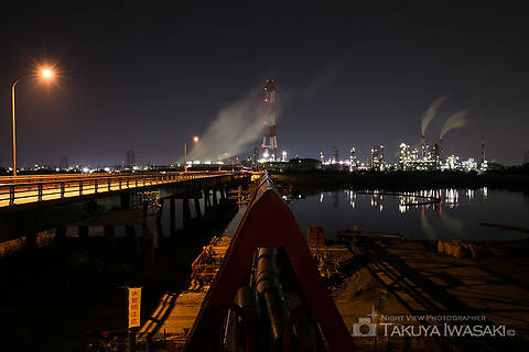 磯津橋の工場夜景夜景スポット写真（5）class=