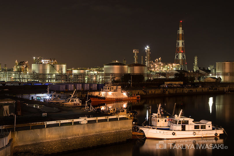 稲葉水門の工場夜景夜景スポット写真（1）