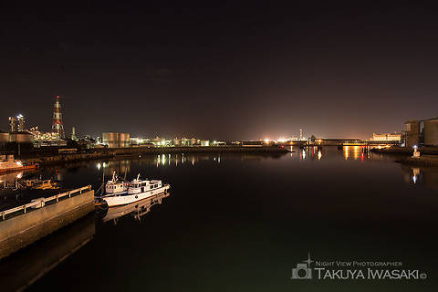 稲葉水門の工場夜景夜景スポット写真（2）class=