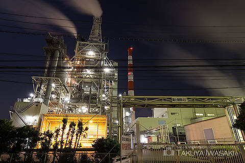 日本製紙 富士工場前の工場夜景夜景スポット写真（1）class=
