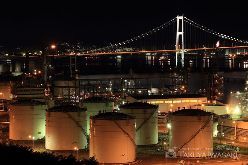 国道37号線・白鳥湾展望台付近の工場夜景夜景スポット写真（2）