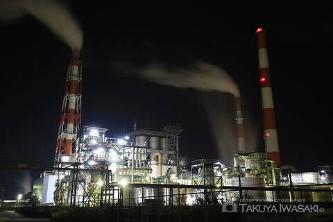 三菱レイヨン・大竹事業所付近の工場夜景夜景スポット写真（1）class=
