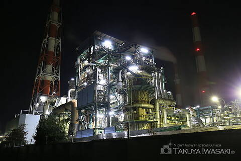 三菱レイヨン・大竹事業所付近の工場夜景夜景スポット写真（2）class=