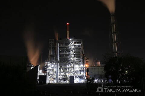 日本製紙・大竹工場付近の工場夜景夜景スポット写真（1）class=