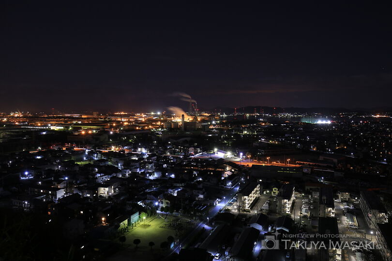 亀島山花と緑の丘公園 展望広場の工場夜景夜景スポット写真（1）