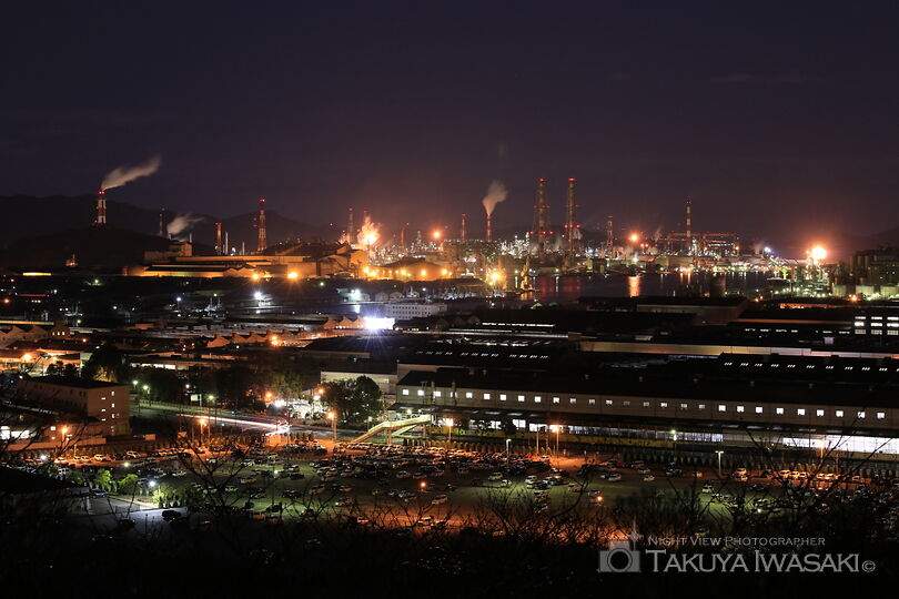 亀島山花と緑の丘公園 展望広場の工場夜景夜景スポット写真（2）