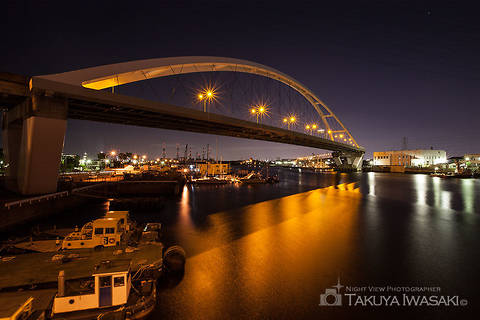浜寺大橋の工場夜景夜景スポット写真（1）class=