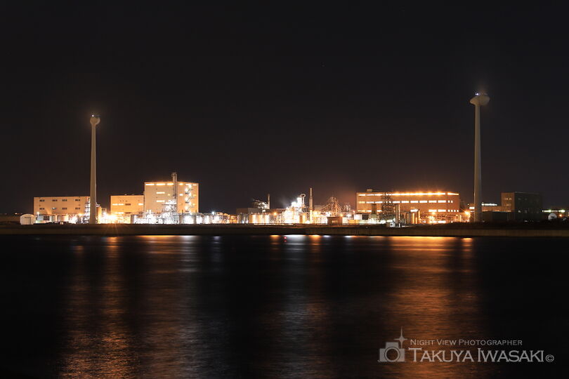 アンモニア岸壁の工場夜景夜景スポット写真（1）