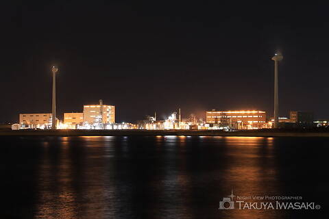 アンモニア岸壁の工場夜景夜景スポット写真（1）class=