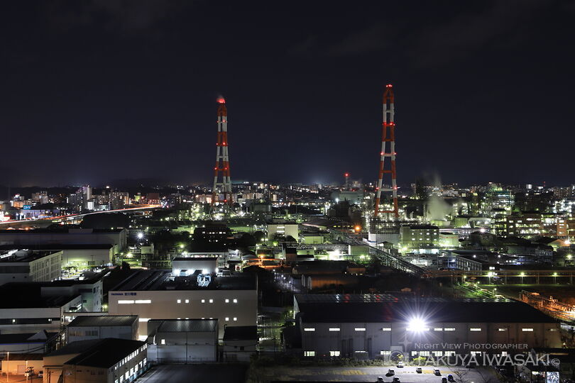 黒崎城跡の工場夜景夜景スポット写真（1）