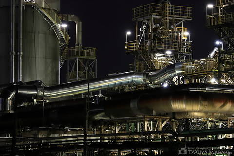 大山ポンプ場（フレスポ赤道）の工場夜景夜景スポット写真（2）class=