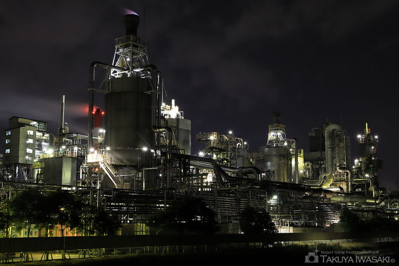 大山ポンプ場（フレスポ赤道）の工場夜景夜景スポット写真（4）