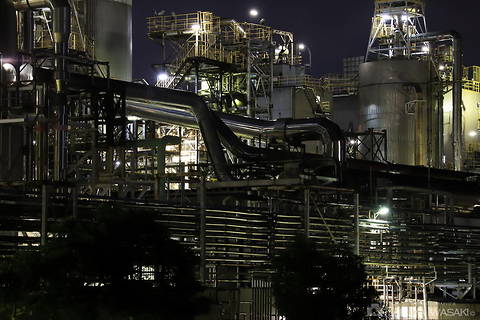 大山ポンプ場（フレスポ赤道）の工場夜景夜景スポット写真（6）class=